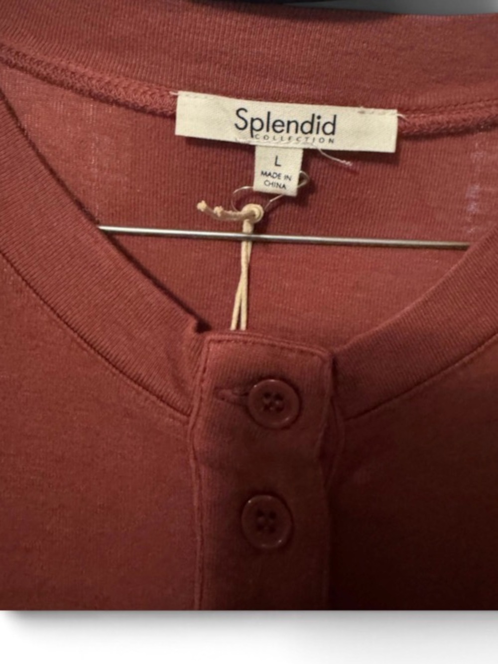 Splendid Rust Button-Front Long Sleeve Henley - Picture 4 of 6